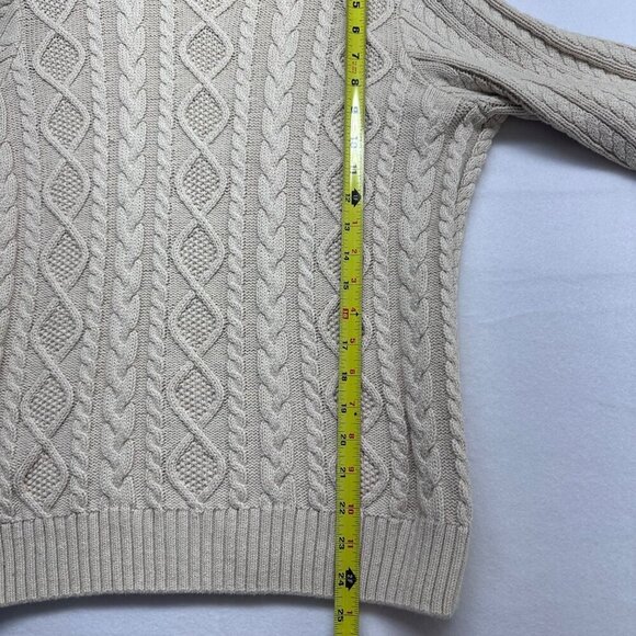 Croft & Barrow Womens Cable Knit Fisherman Turtleneck Sweater Size M Ivory Cream - Picture 8 of 10